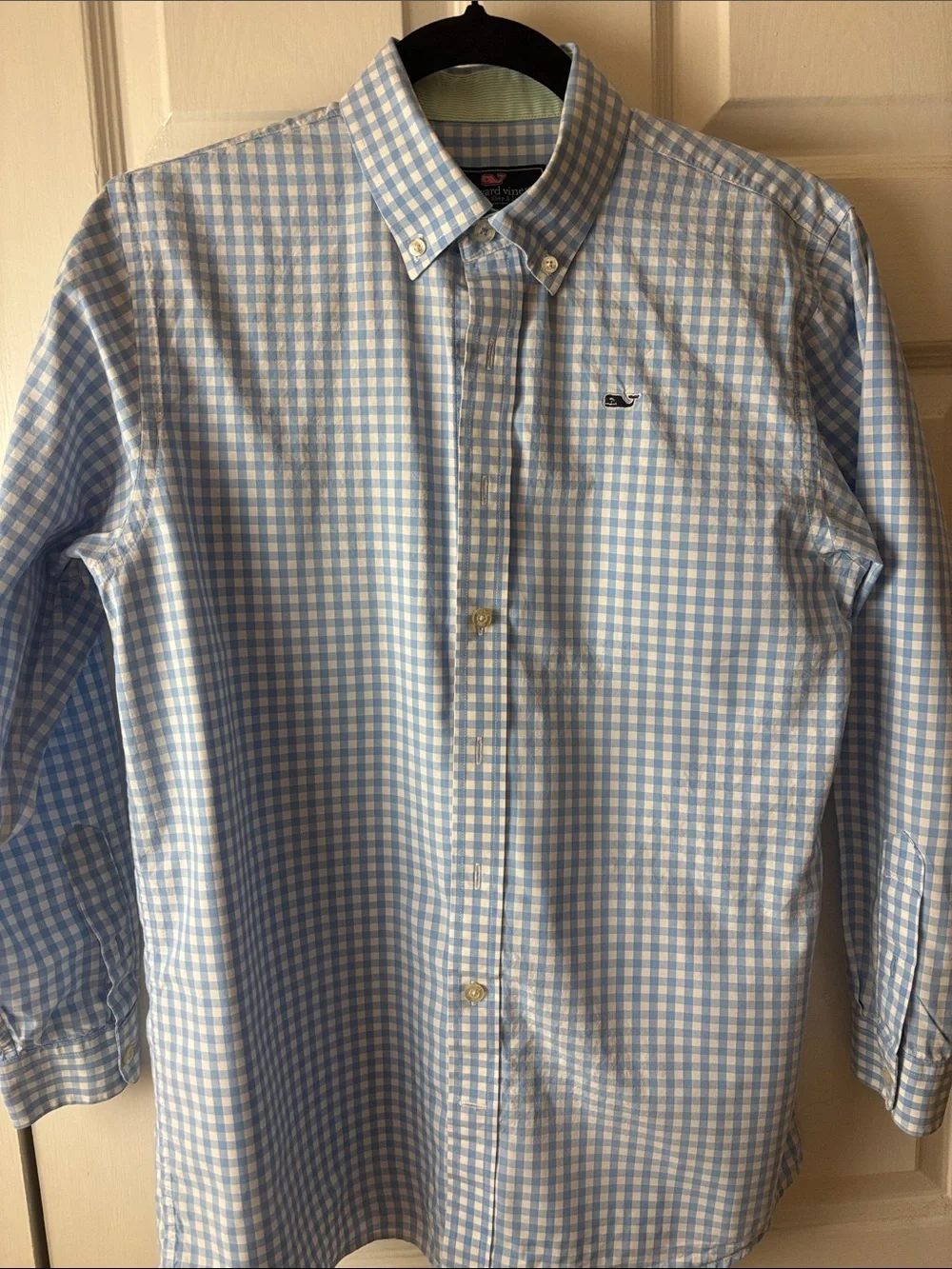 Vineyard Vines Light Blue & White Gingham Button-Down Shirt